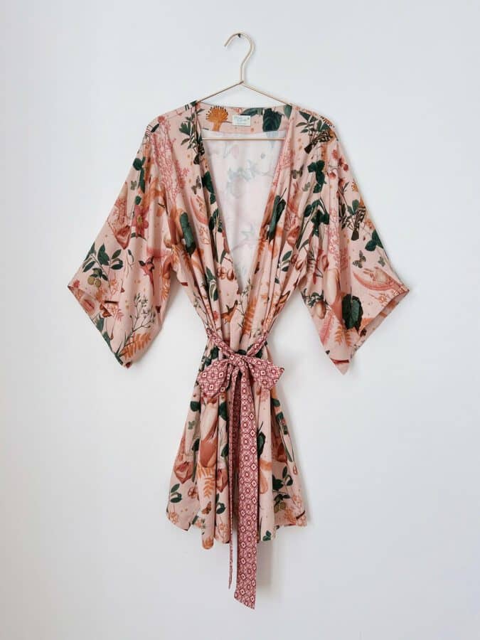 Kimono krótkie w kolażowy wzór | Poudre