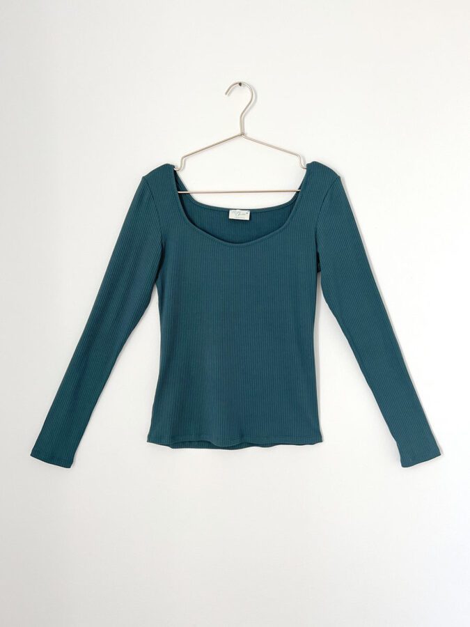 Long Sleeve Top | Ribbed Tencel | Ocean