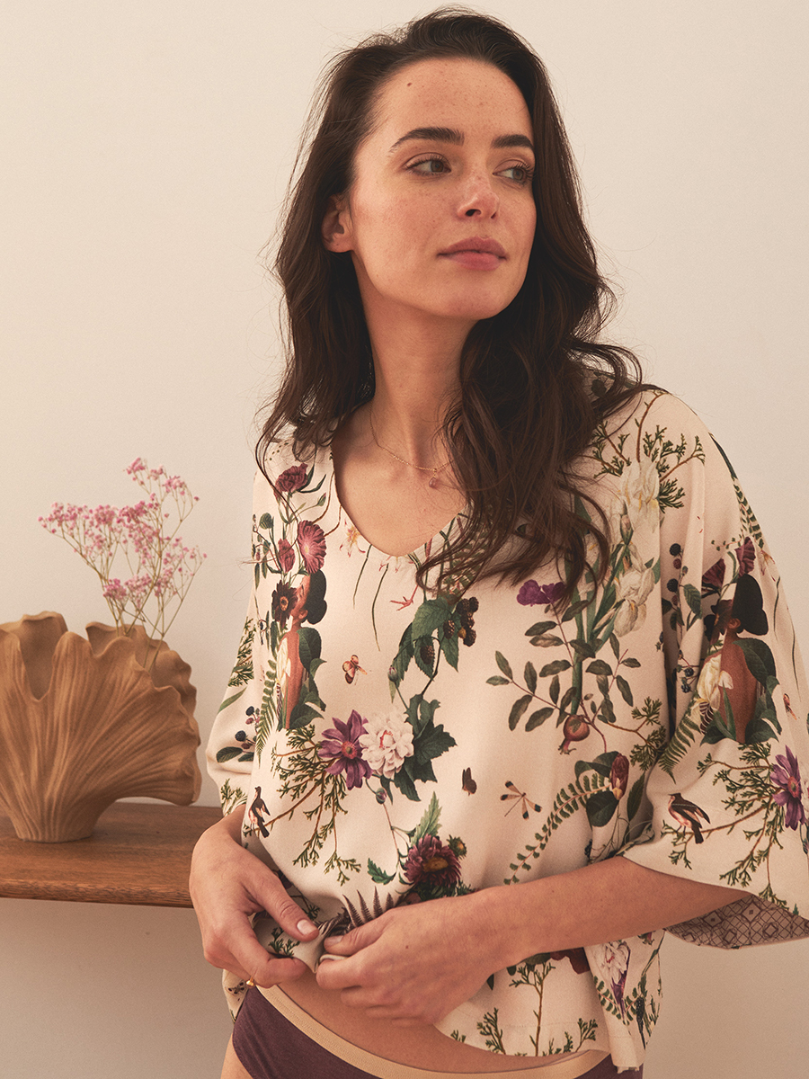 Collage Pattern | Bamboo Blouse | Vanilla - Image 2
