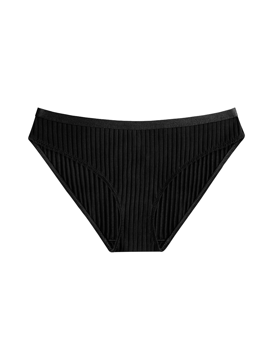 Bikini Briefs | Ribbed Cotton | Onyx