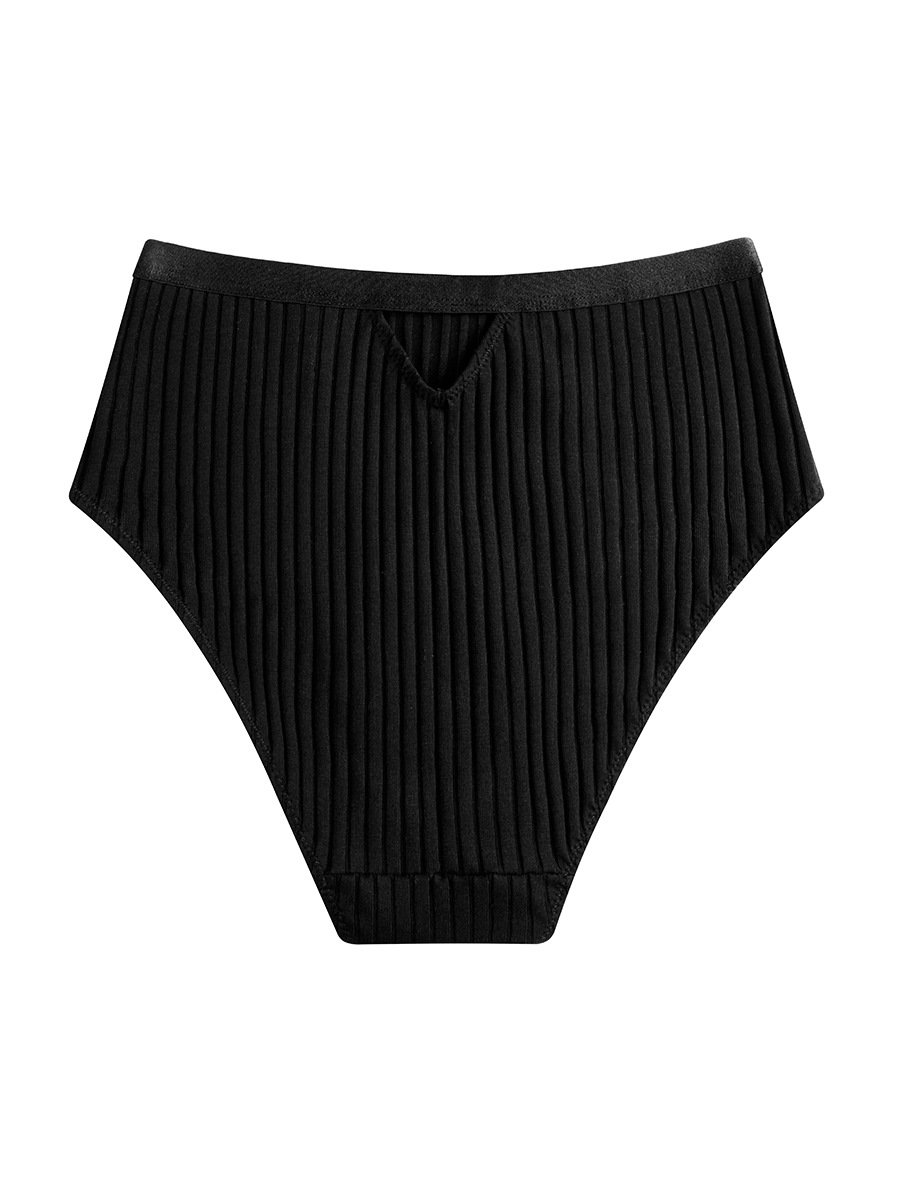 High Waist Briefs | Ribbed Cotton | Onyx - Image 4