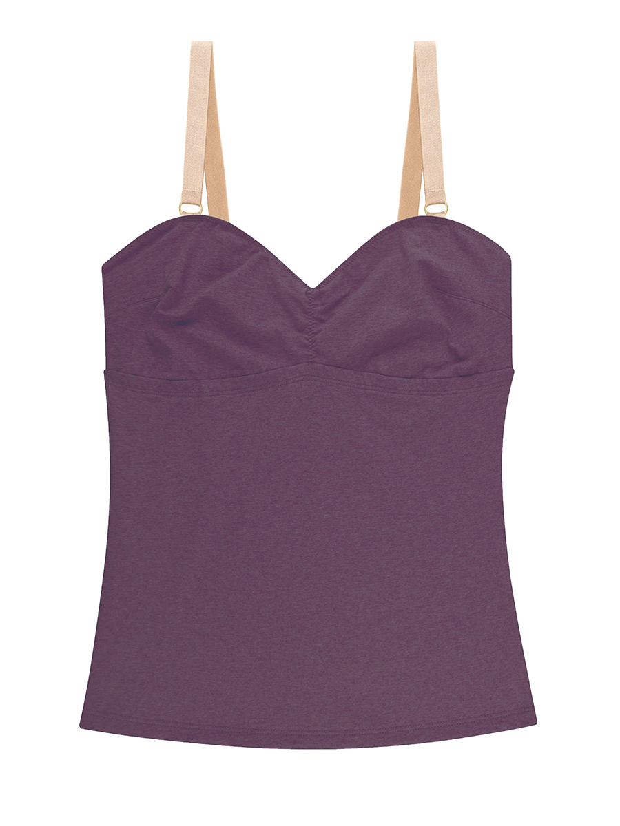 Camisole with braglette | Cotton Mélange | Plum Wine