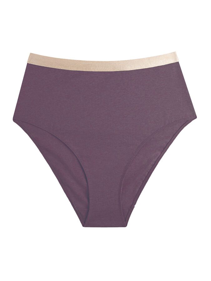 High Waist Briefs | Cotton Mélange | Plum Wine
