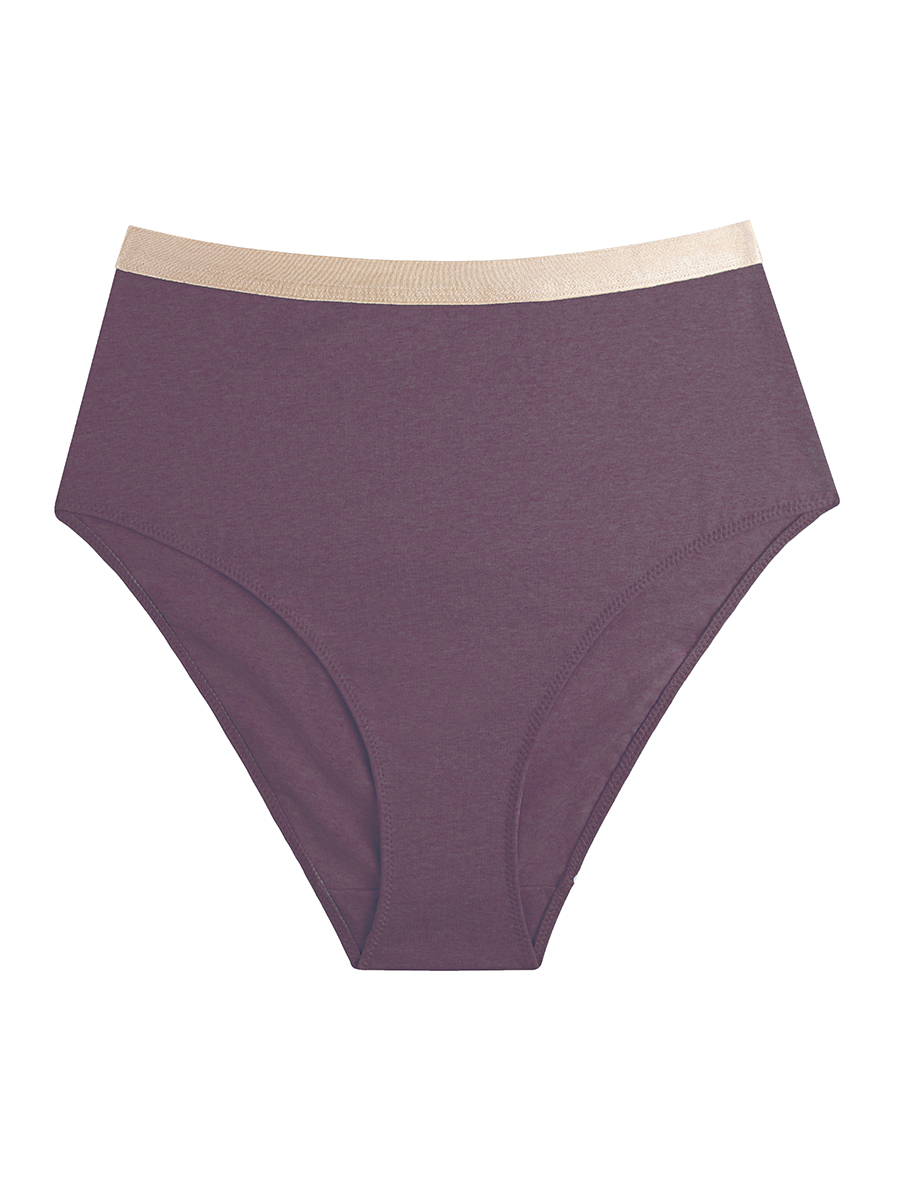 Majtki high waist z bawełny melanż | Plum Wine