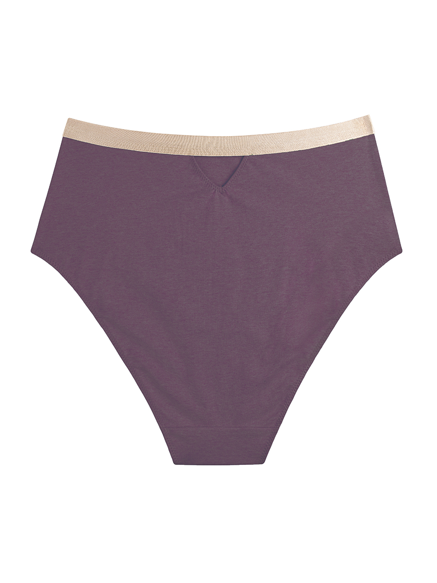 Majtki high waist z bawełny melanż | Plum Wine - obrazek 3