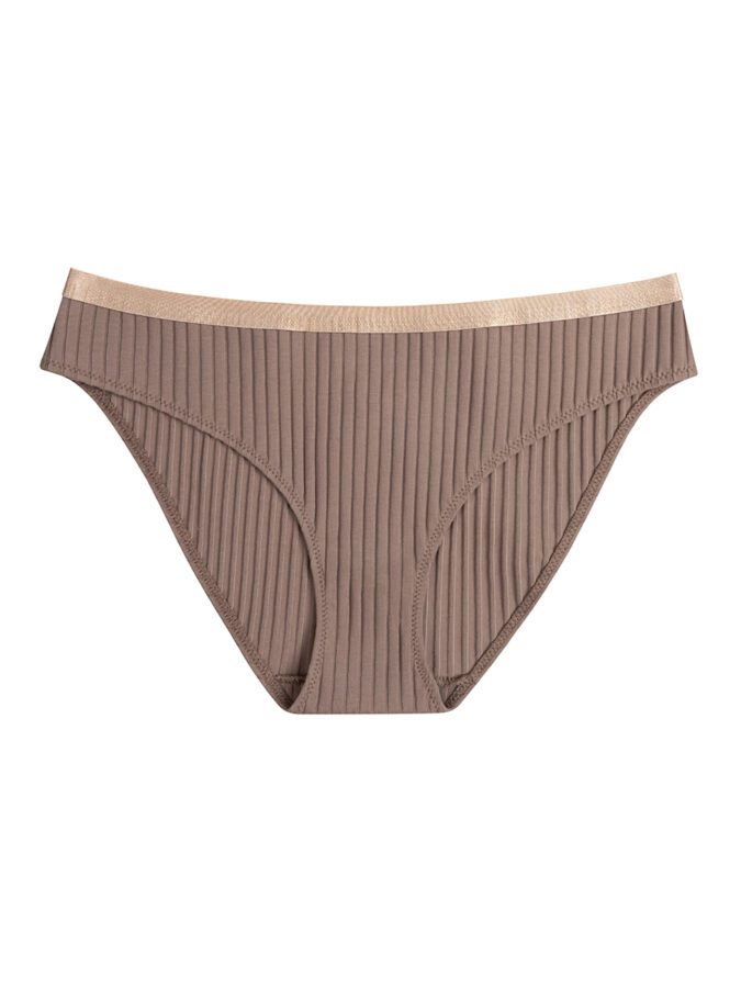 Majtki bikini z bawełny w prążek | Taupe