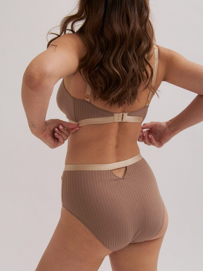 High Waist Briefs | Ribbed Cotton | Taupe