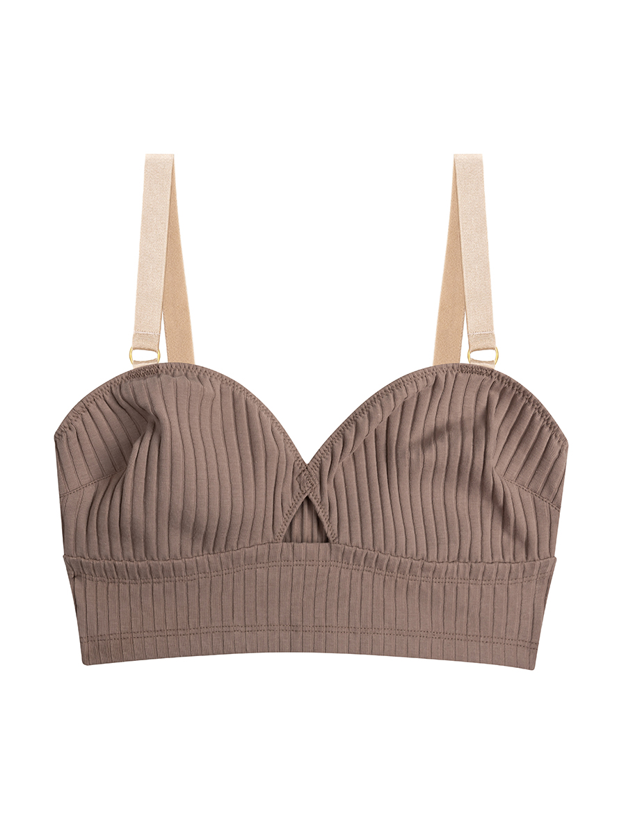 Top-bralette | Ribbed Cotton | Taupe - Image 2