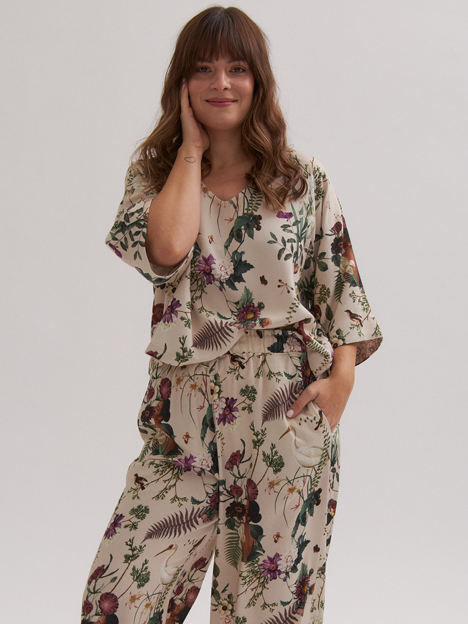 Collage Pattern | Bamboo Blouse | Vanilla - Image 3
