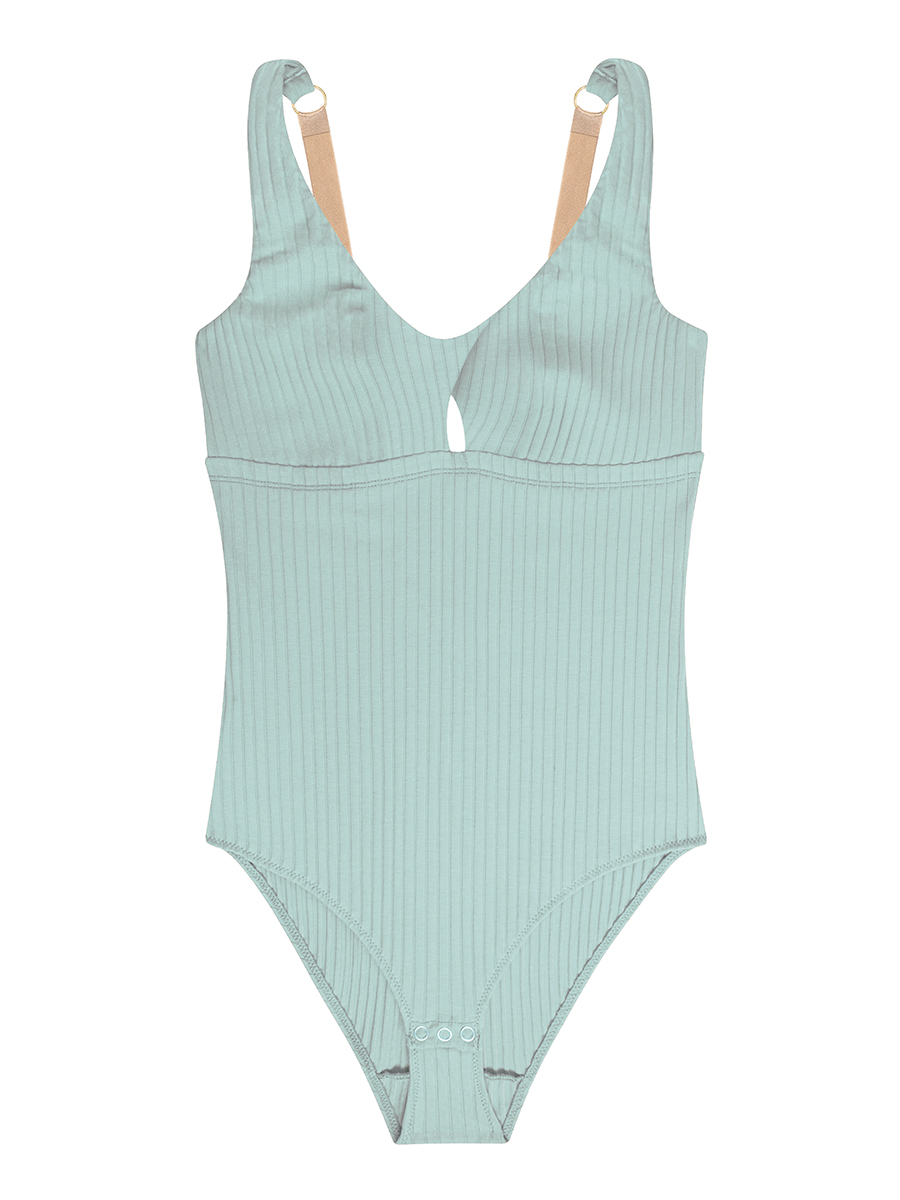 Body twist z bawełny w prążek | Aqua