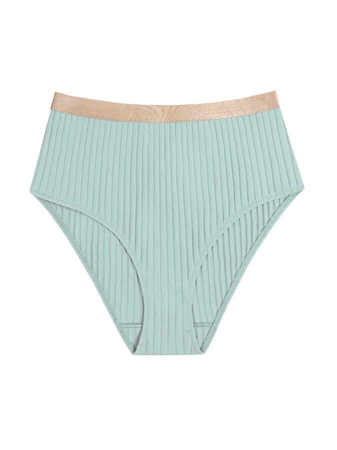 High Waist Briefs | Ribbed Cotton | Aqua