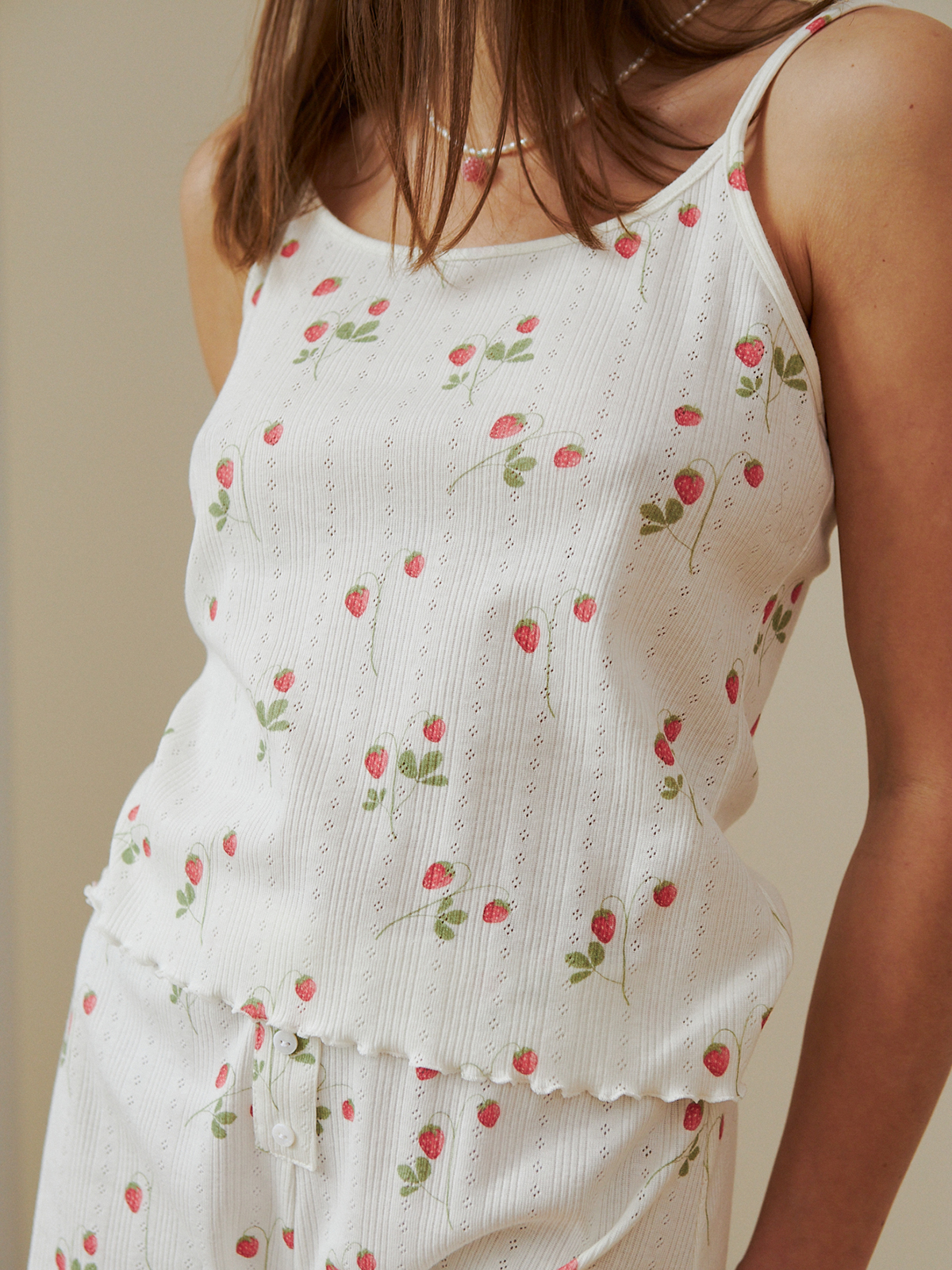 Camisole Top | Pointelle Cotton | Fragola - Image 3
