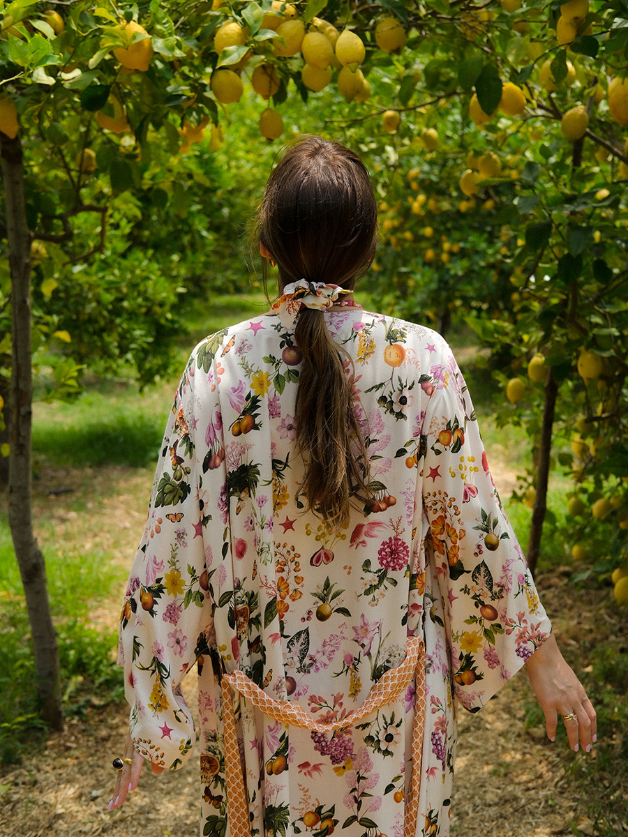 Long Kimono | Collage Pattern Bamboo | Soleil - Image 6