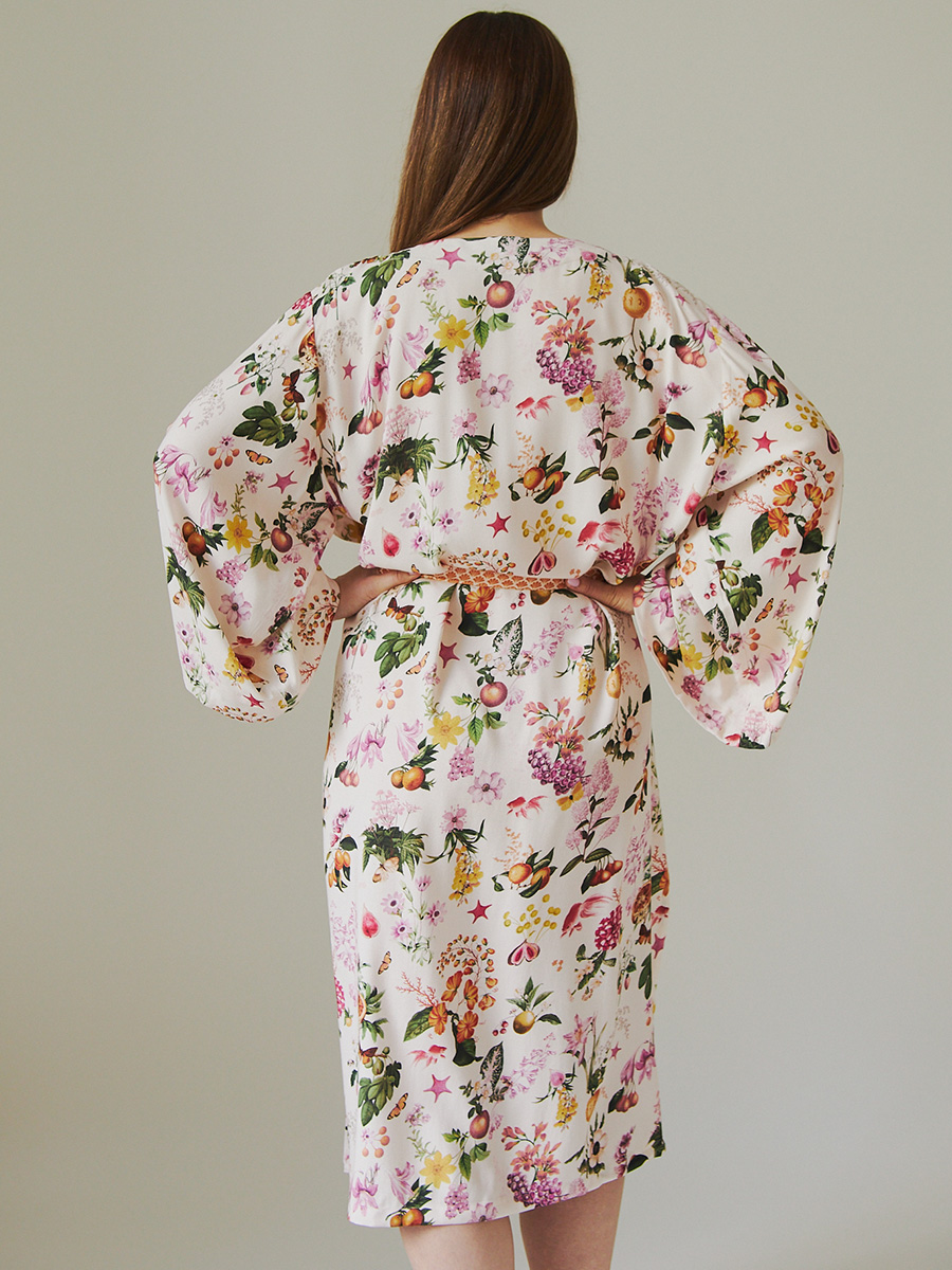 Long Kimono | Collage Pattern Bamboo | Soleil - Image 2