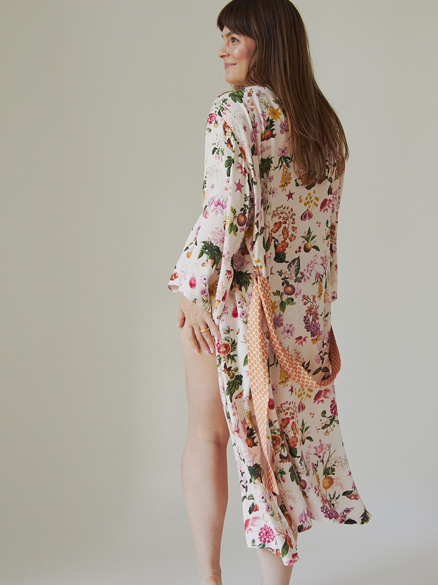 Long Kimono | Collage Pattern Bamboo | Soleil - Image 5